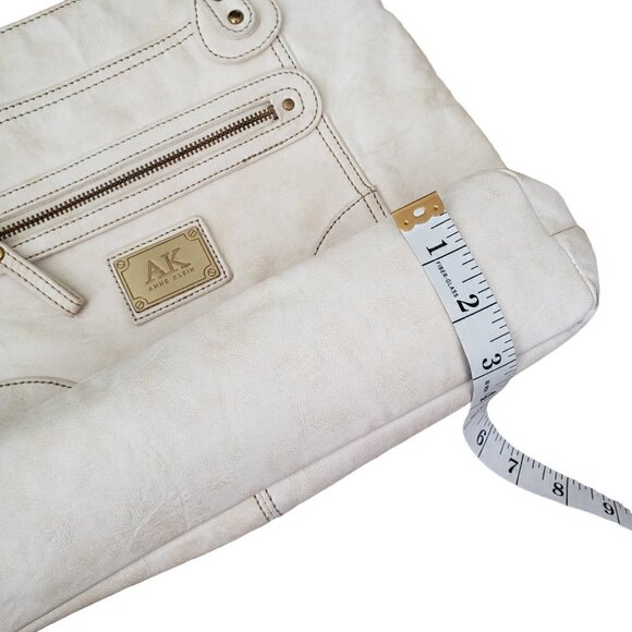 Vintage Anne Klein Cream Leather Studded Tote Bag With Shoulder Strap - Picture 15 of 15